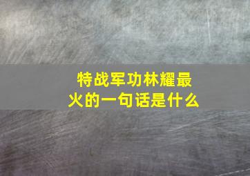 特战军功林耀最火的一句话是什么