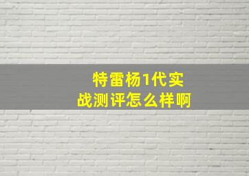 特雷杨1代实战测评怎么样啊