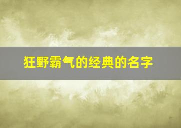 狂野霸气的经典的名字