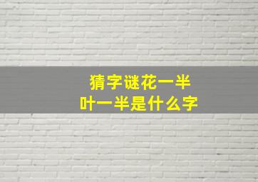 猜字谜花一半叶一半是什么字