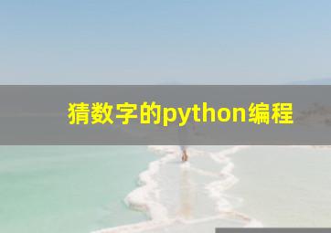 猜数字的python编程