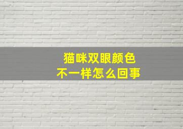 猫咪双眼颜色不一样怎么回事