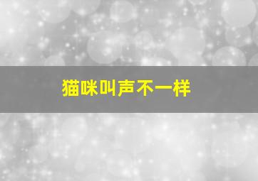 猫咪叫声不一样