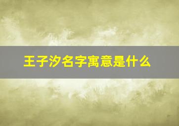 王子汐名字寓意是什么