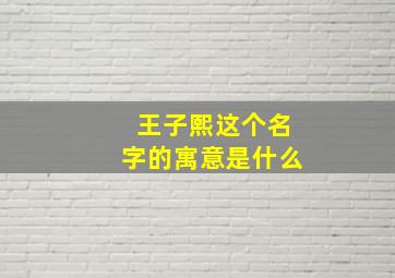 王子熙这个名字的寓意是什么