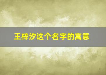 王梓汐这个名字的寓意