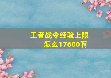 王者战令经验上限怎么17600啊