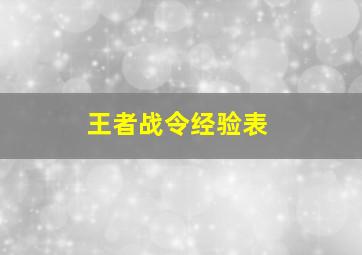 王者战令经验表