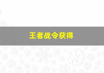 王者战令获得