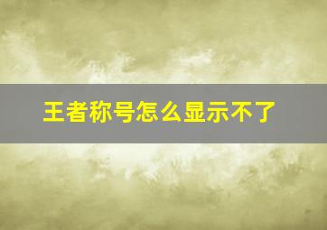 王者称号怎么显示不了