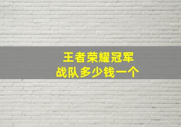 王者荣耀冠军战队多少钱一个