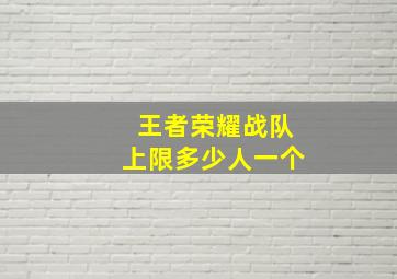 王者荣耀战队上限多少人一个