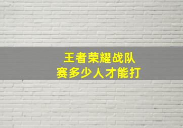 王者荣耀战队赛多少人才能打