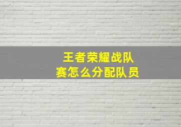 王者荣耀战队赛怎么分配队员