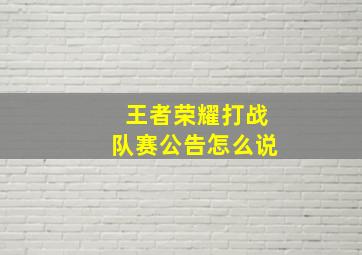 王者荣耀打战队赛公告怎么说