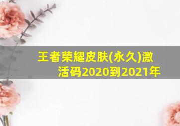 王者荣耀皮肤(永久)激活码2020到2021年