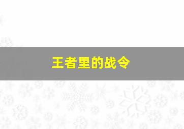 王者里的战令