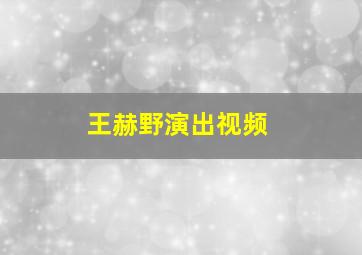 王赫野演出视频