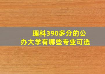 理科390多分的公办大学有哪些专业可选