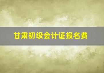 甘肃初级会计证报名费