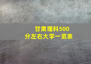 甘肃理科500分左右大学一览表