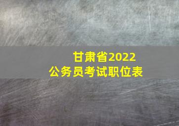 甘肃省2022公务员考试职位表