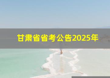 甘肃省省考公告2025年