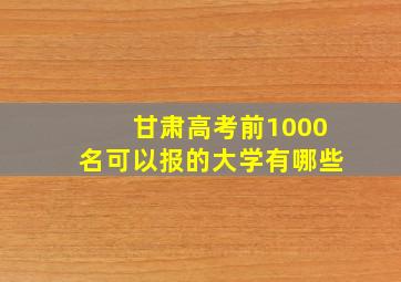 甘肃高考前1000名可以报的大学有哪些