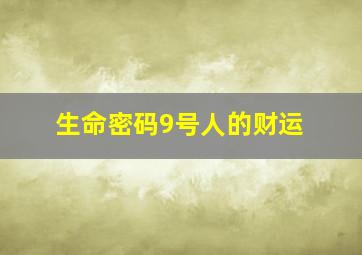 生命密码9号人的财运