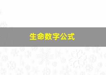 生命数字公式