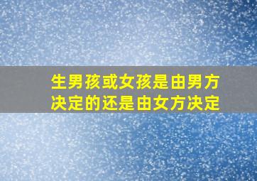 生男孩或女孩是由男方决定的还是由女方决定