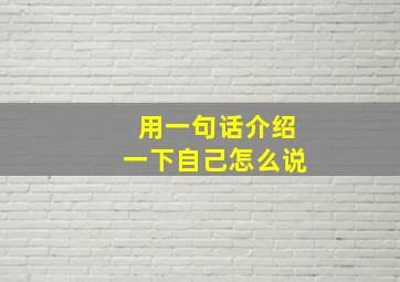 用一句话介绍一下自己怎么说