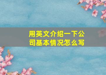 用英文介绍一下公司基本情况怎么写