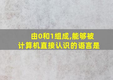 由0和1组成,能够被计算机直接认识的语言是