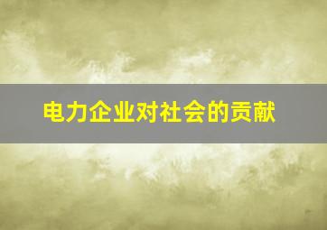 电力企业对社会的贡献