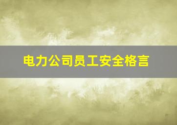 电力公司员工安全格言