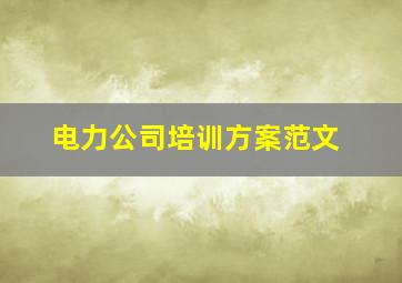 电力公司培训方案范文