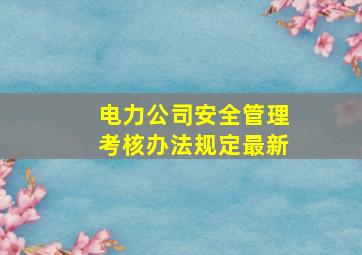 电力公司安全管理考核办法规定最新