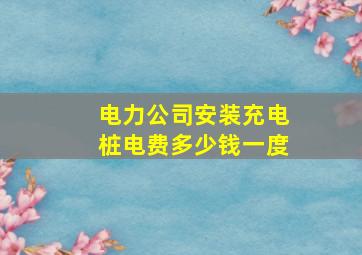 电力公司安装充电桩电费多少钱一度