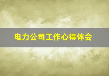 电力公司工作心得体会