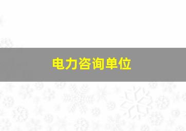 电力咨询单位