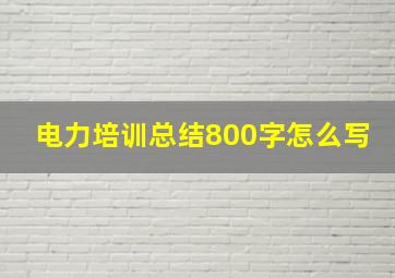 电力培训总结800字怎么写