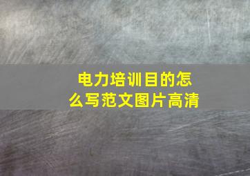 电力培训目的怎么写范文图片高清