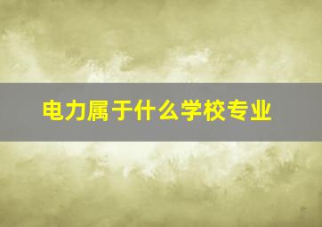 电力属于什么学校专业