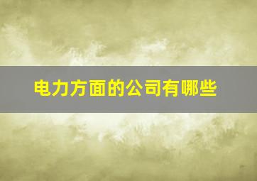 电力方面的公司有哪些