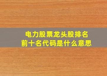 电力股票龙头股排名前十名代码是什么意思