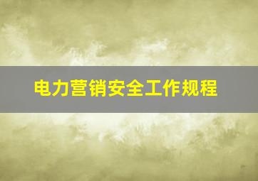 电力营销安全工作规程