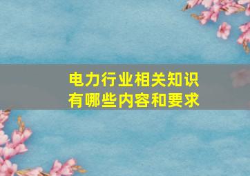 电力行业相关知识有哪些内容和要求