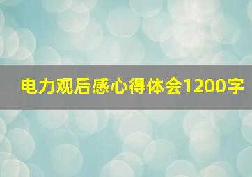 电力观后感心得体会1200字