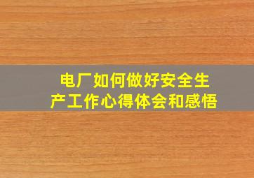 电厂如何做好安全生产工作心得体会和感悟